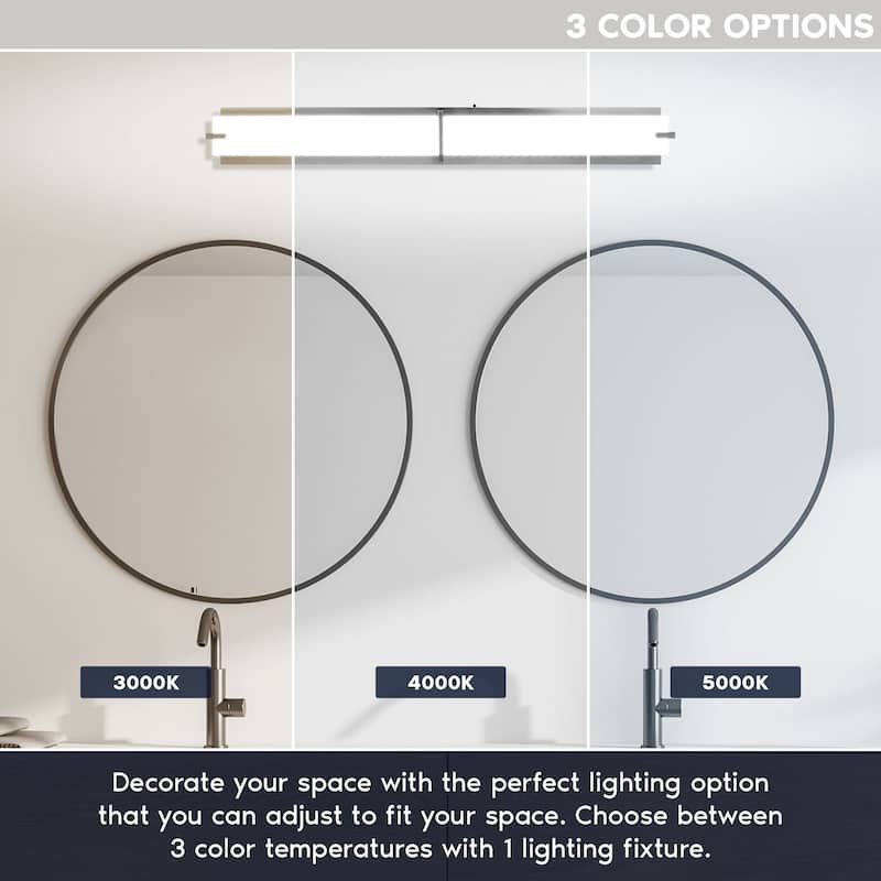 Luxrite 36" LED Vanity Light Brushed Nickel Bathroom Light Fixture 3CCT ...